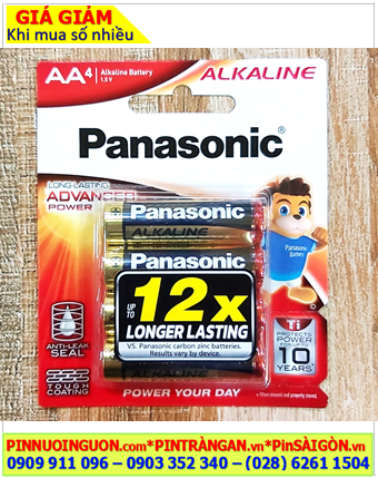 Pin Panasonic LR6T/4B; Pin AA 1.5v Alkaline Panasonic LR6T/4B chính hãng, Xuất xứ Thái Lan (Loại vỉ 4viên) MẪU MỚI